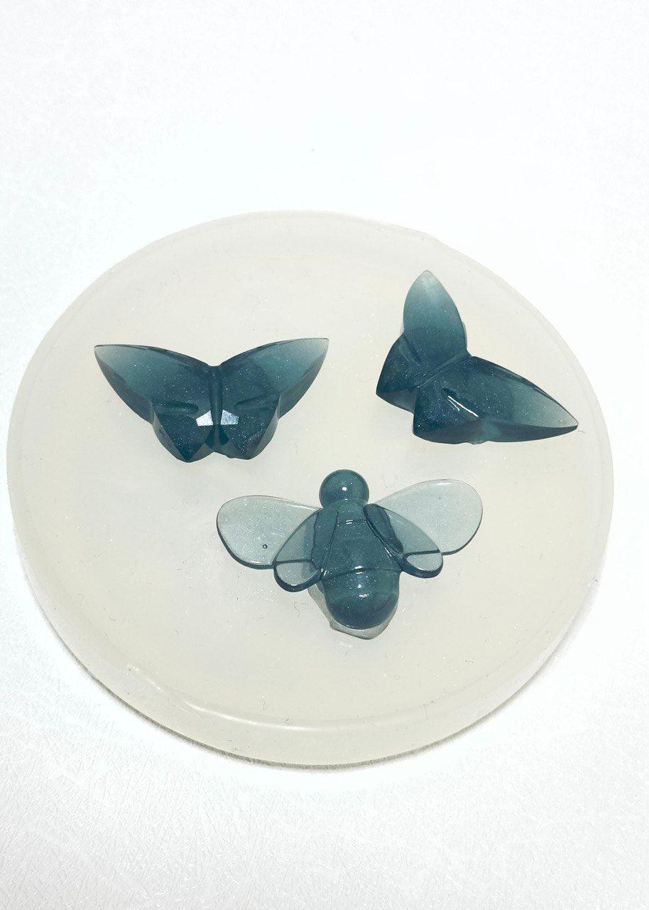 Set of 2 Crystal Butterfly and 1 Bee Resin Molds - Ideas Decor Shop