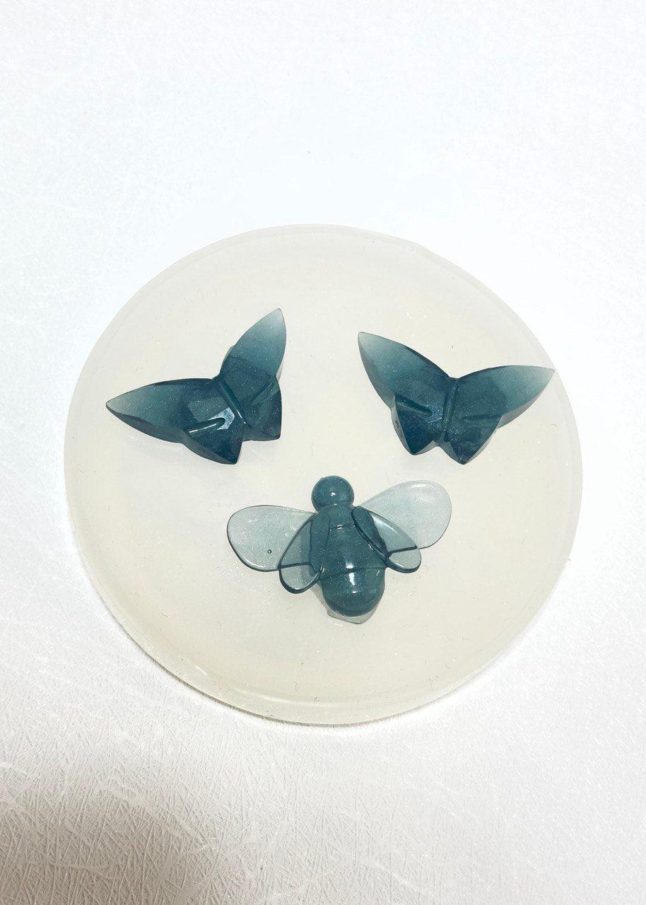 Set of 2 Crystal Butterfly and 1 Bee Resin Molds - Ideas Decor Shop