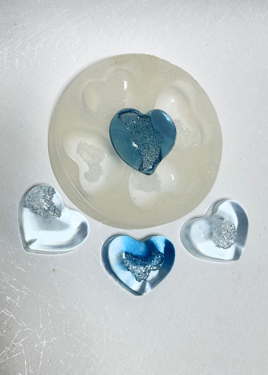 4 Soft Druzy Hearts Silicone Mold