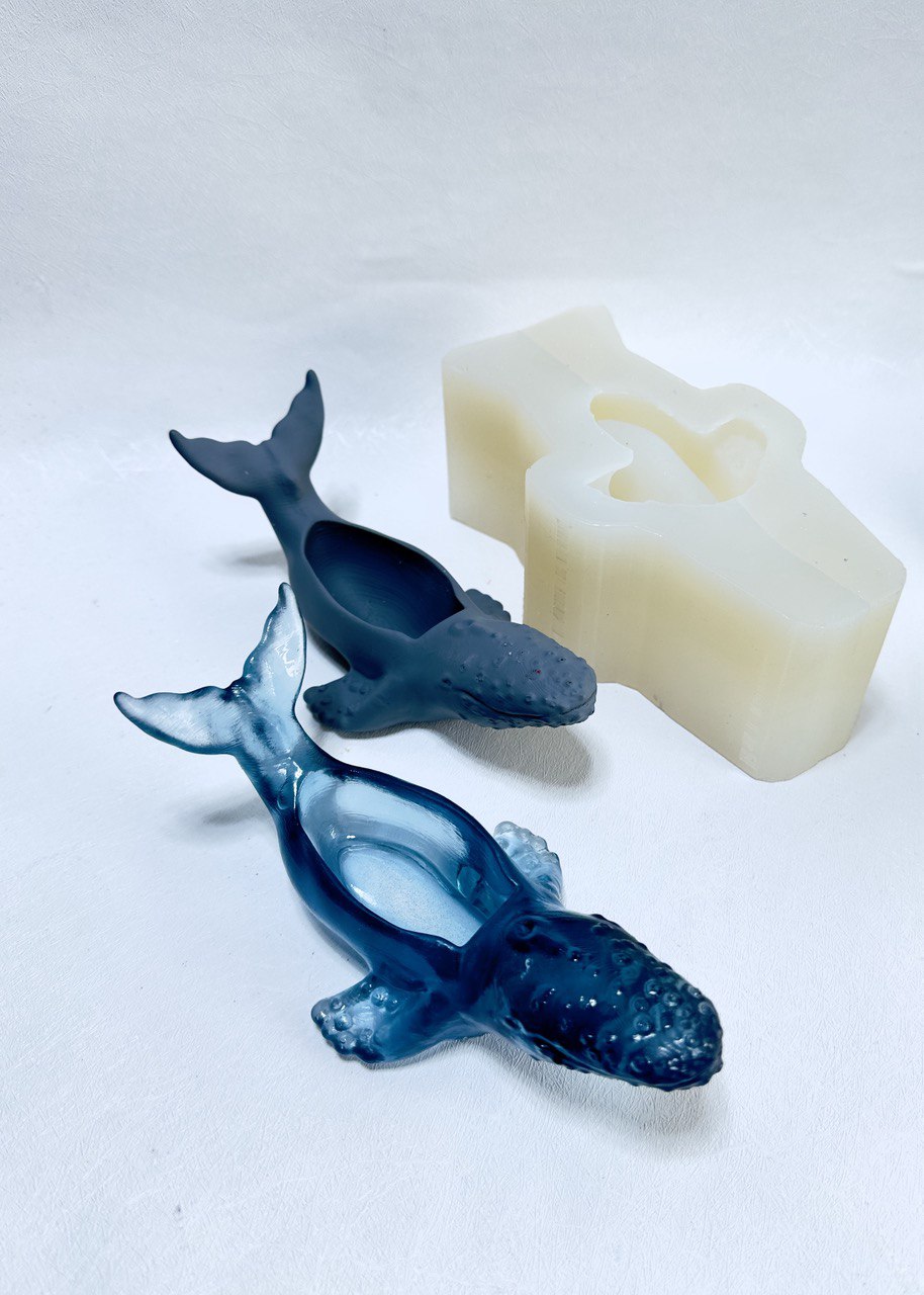 Silicone Whale mold - Candle vessel concrete mold