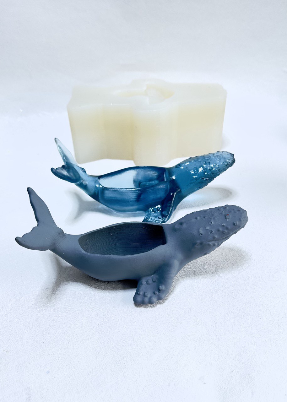 Silicone Whale mold - Candle vessel concrete mold