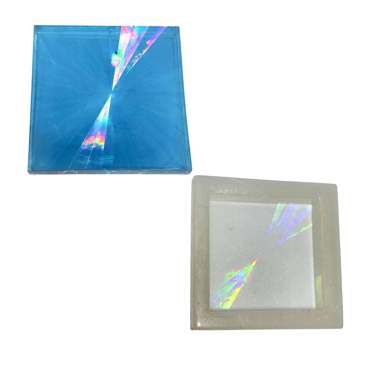 Geometric Holographic Coaster Silicone Mold - Resin Mold for Holo Designs