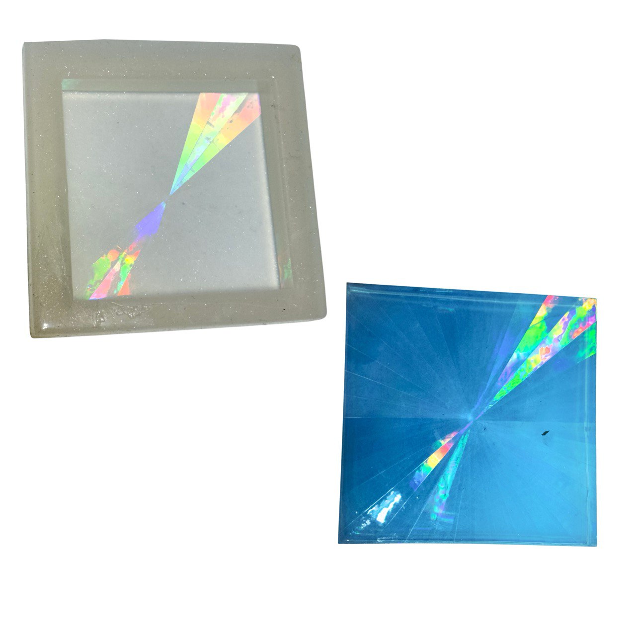 Geometric Holographic Coaster Silicone Mold - Resin Mold for Holo Designs