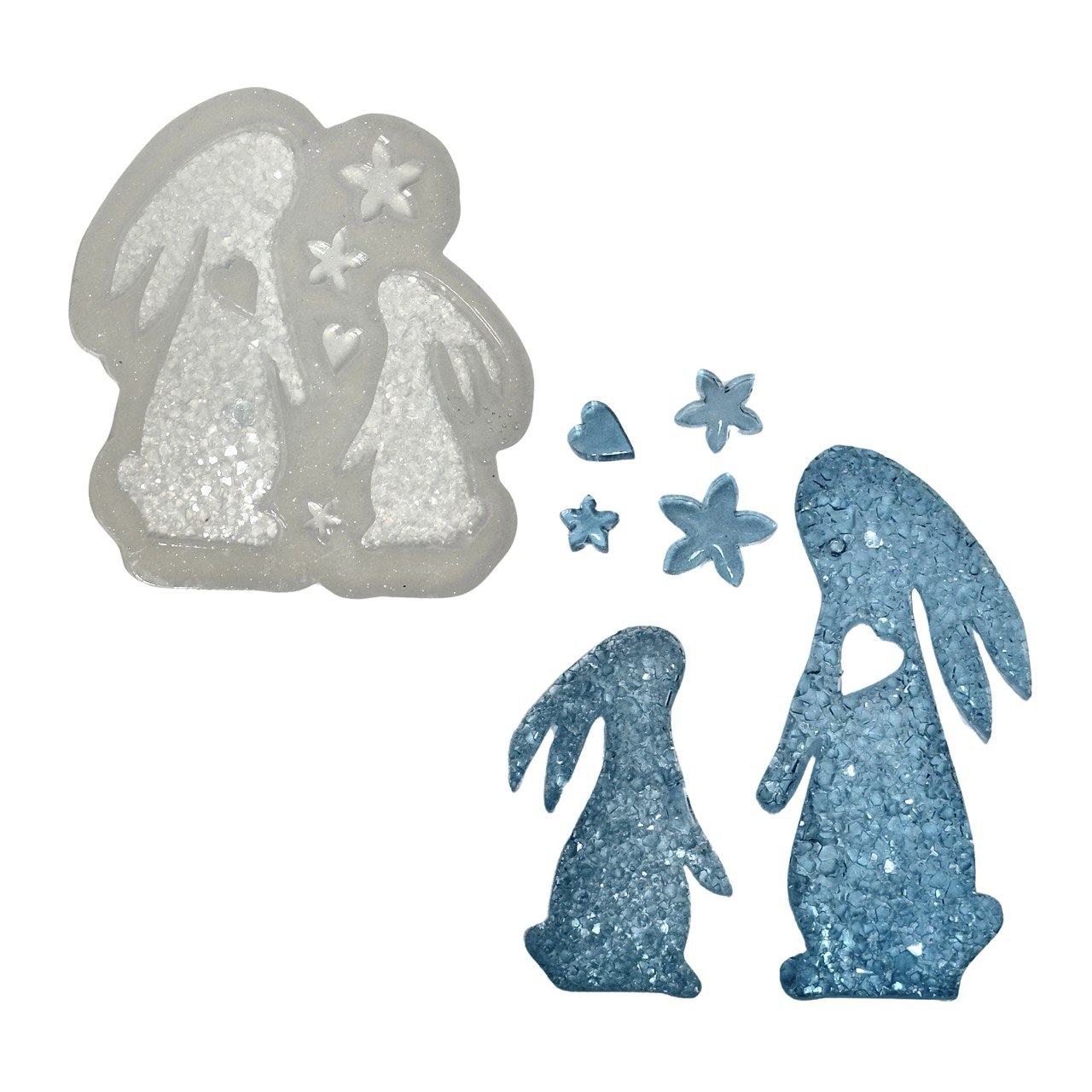 Happy Bunny Family Mold | Crystal Druzy Resin Mold for Easter Crafts