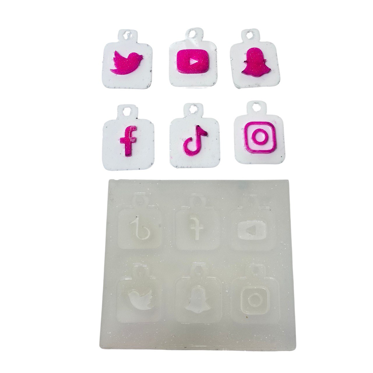 Social Media Keychain and Charm Silicone Molds