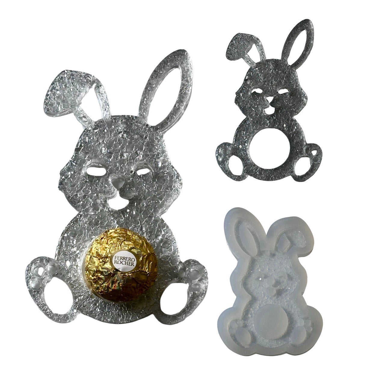 Sparkly Crystal Bunny Resin Silicone Mold for Candy Holder