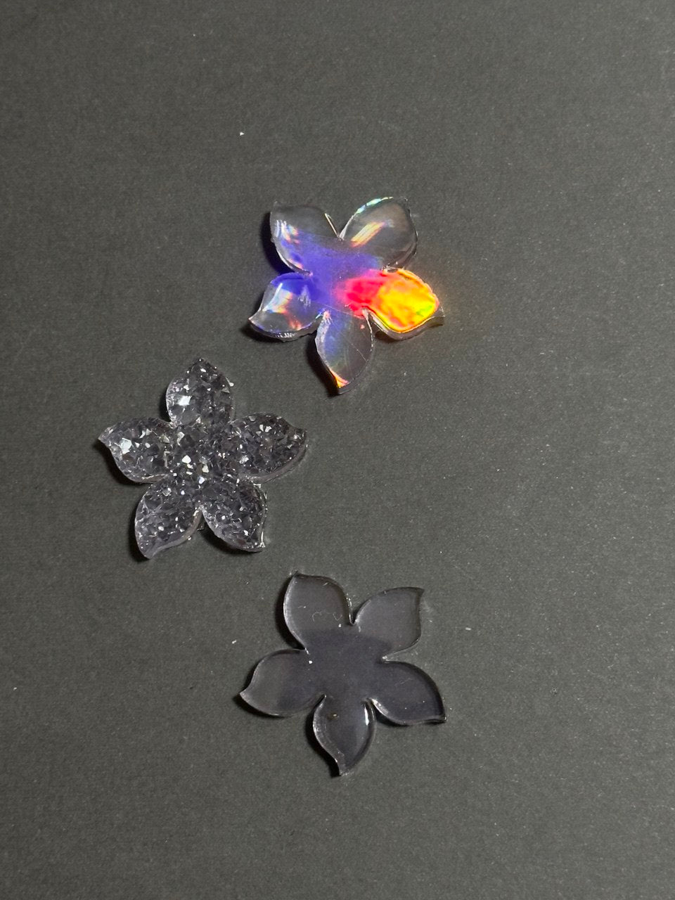 Flower Set Druzy Crystal Holographic Mold and Uncoated Flower for DIY Resin Jewelry Polymer Clay Keychains Handmade Jewelry Making