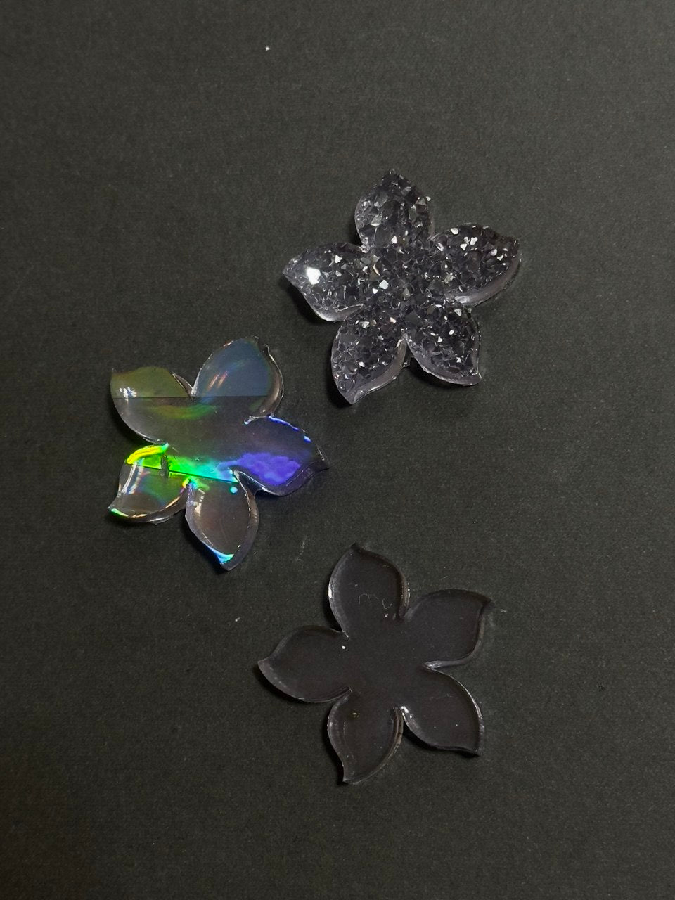 Flower Set Druzy Crystal Holographic Mold and Uncoated Flower for DIY Resin Jewelry Polymer Clay Keychains Handmade Jewelry Making