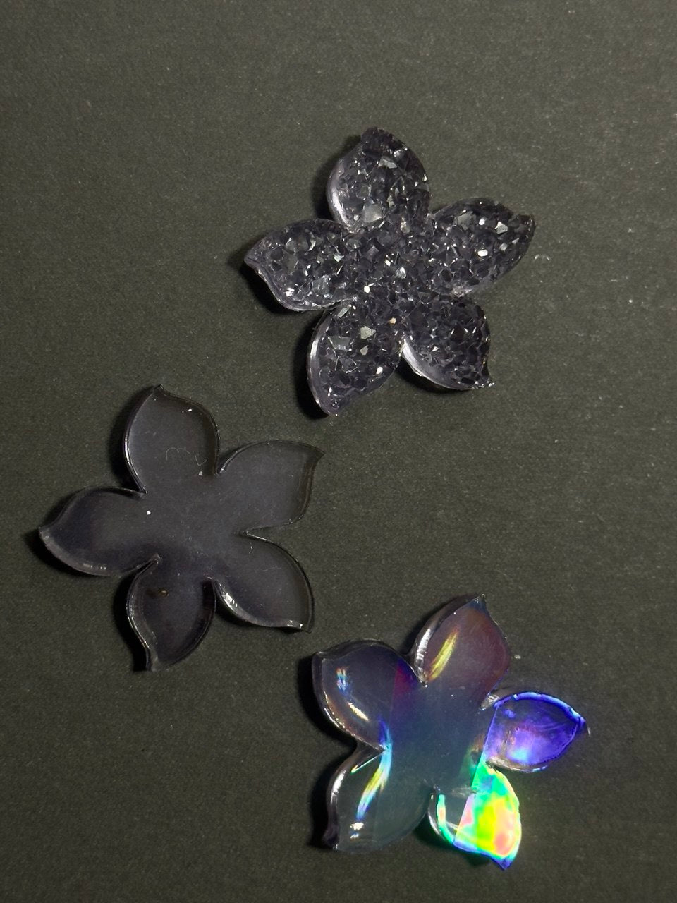 Flower Set Druzy Crystal Holographic Mold and Uncoated Flower for DIY Resin Jewelry Polymer Clay Keychains Handmade Jewelry Making