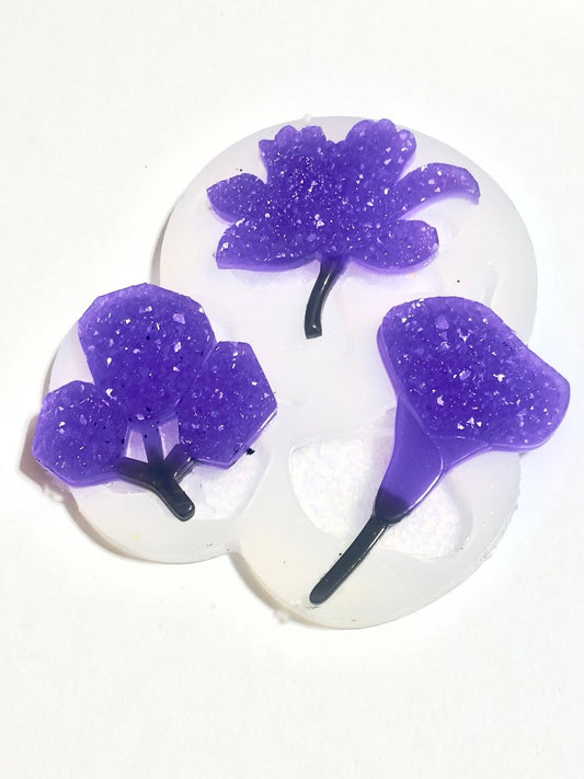 DIY Crystal Druzy Jewelry Set: Silicone Mold Flower Shape - Set of 3