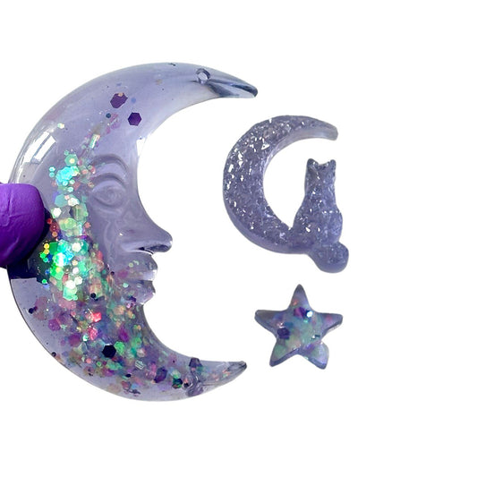 Magic set Resin Mold - Stars, Moon, Druzy Cat