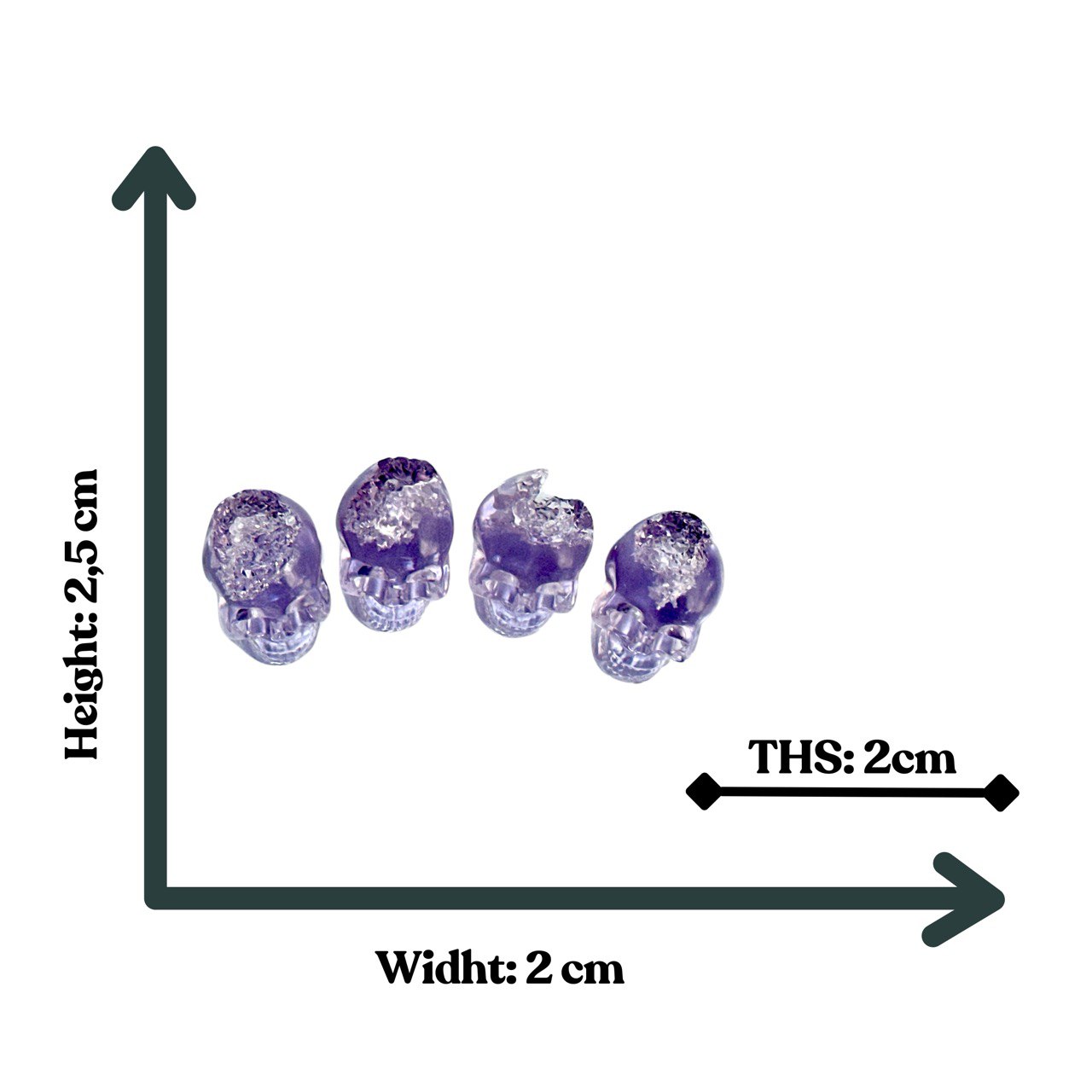 4 pc Small Crystal Geode Skull Silicone Mold