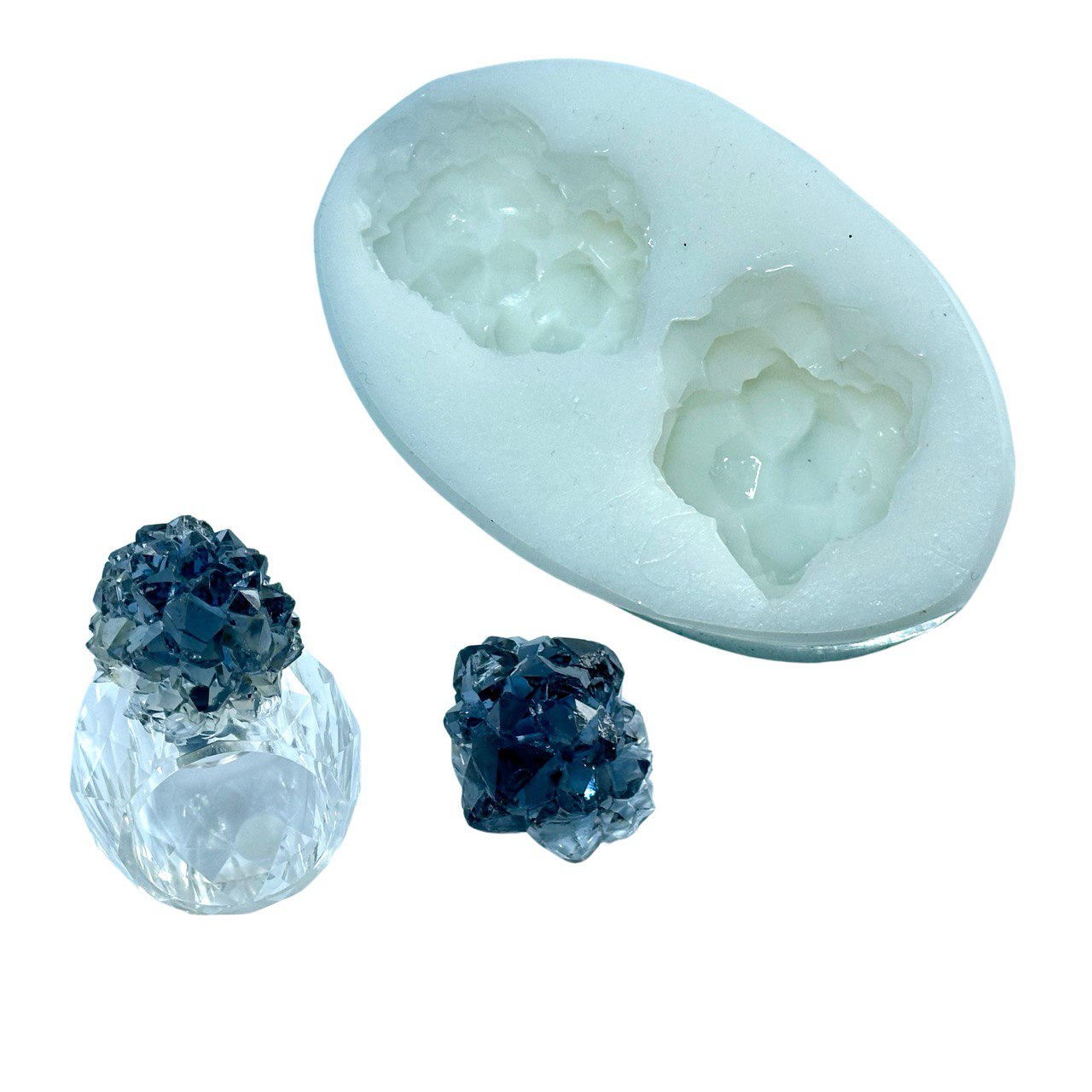 2 pc Crystal Cluster Ring Shapes Silicone Moulds