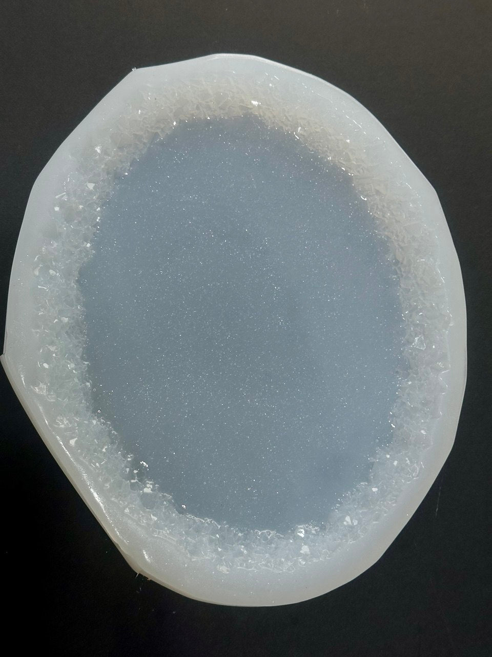 Large Oval Resin Tray Mold with Crystal Edges - Silicone Craft Form for Chic Serving Platters