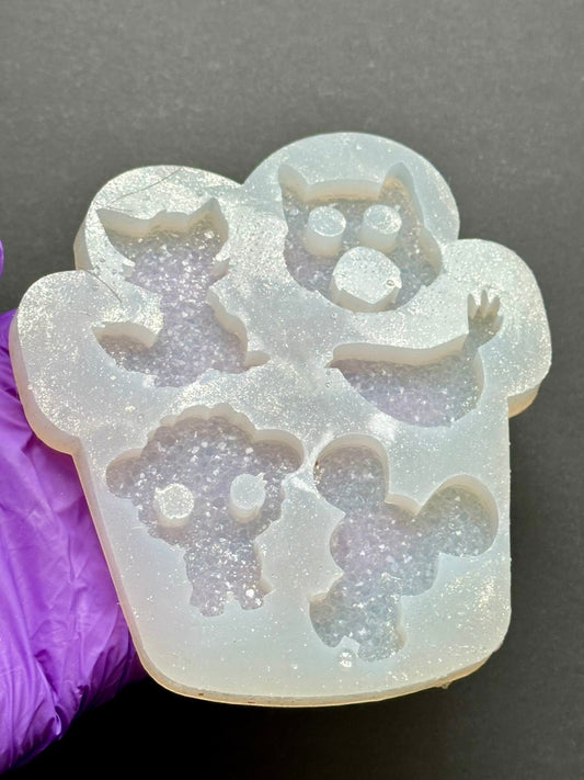 Shine Crystal Druzy Forest Animals Silicone Mold - Sheep, Fox, Owl