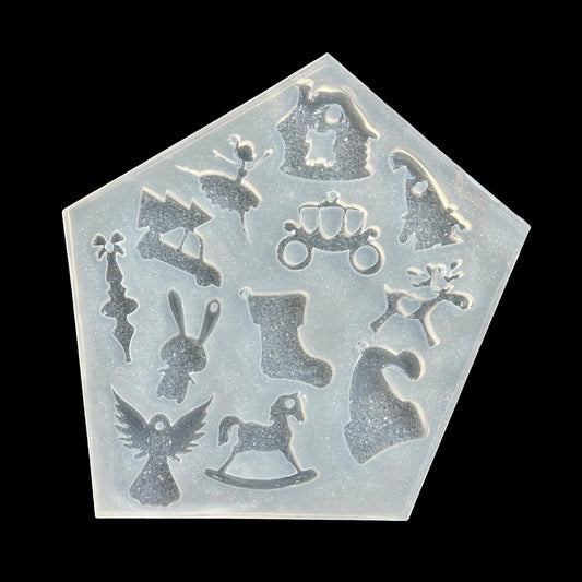 Silicone Mold with 12 Druzy Crystal Cavities for Christmas Resin Crafts