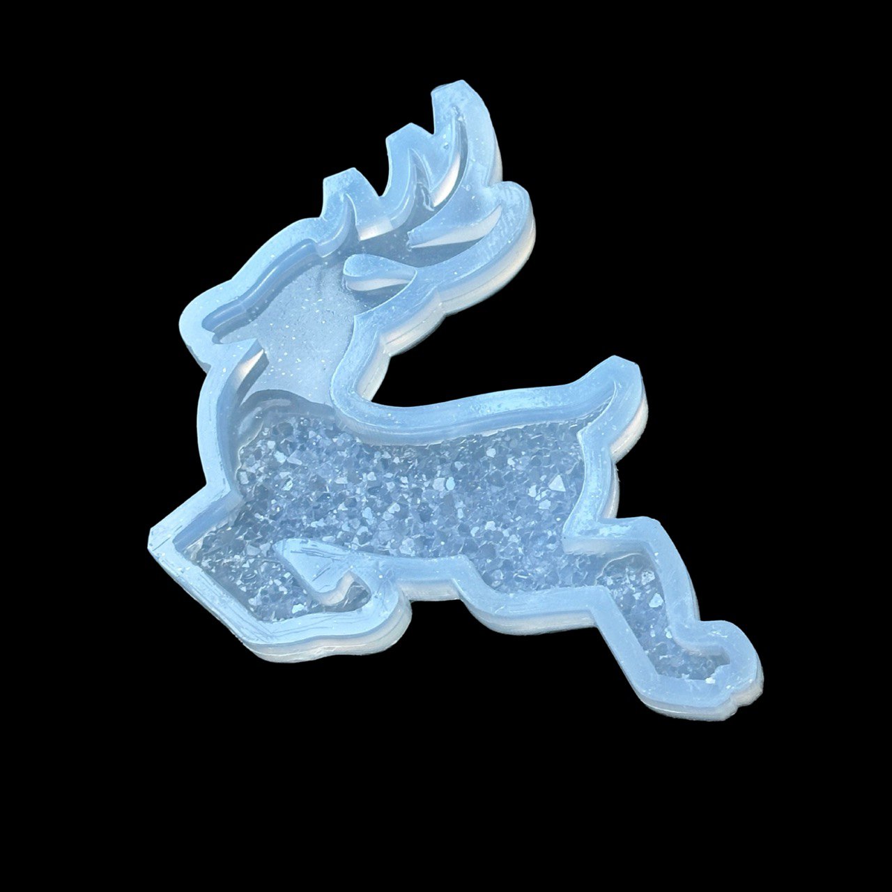 Christmas Deer Druse Silicone Mold with Crystals for DIY Projects