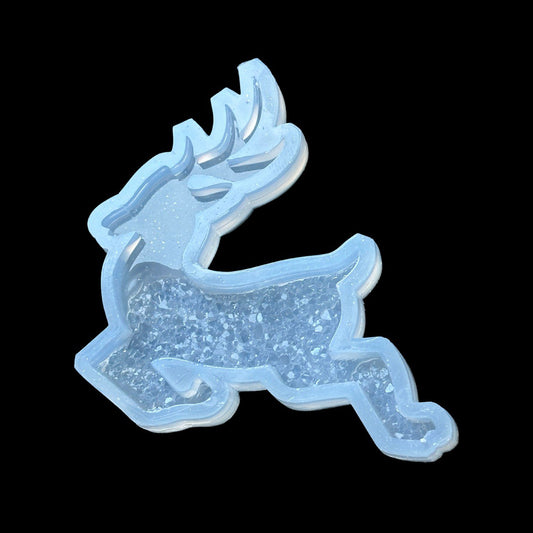 Christmas Deer Druse Silicone Mold with Crystals for DIY Projects