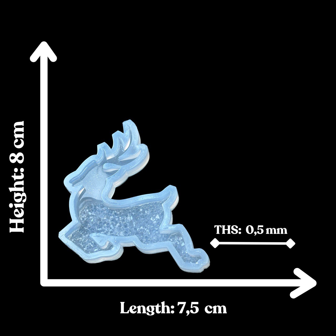 Christmas Deer Druse Silicone Mold with Crystals for DIY Projects