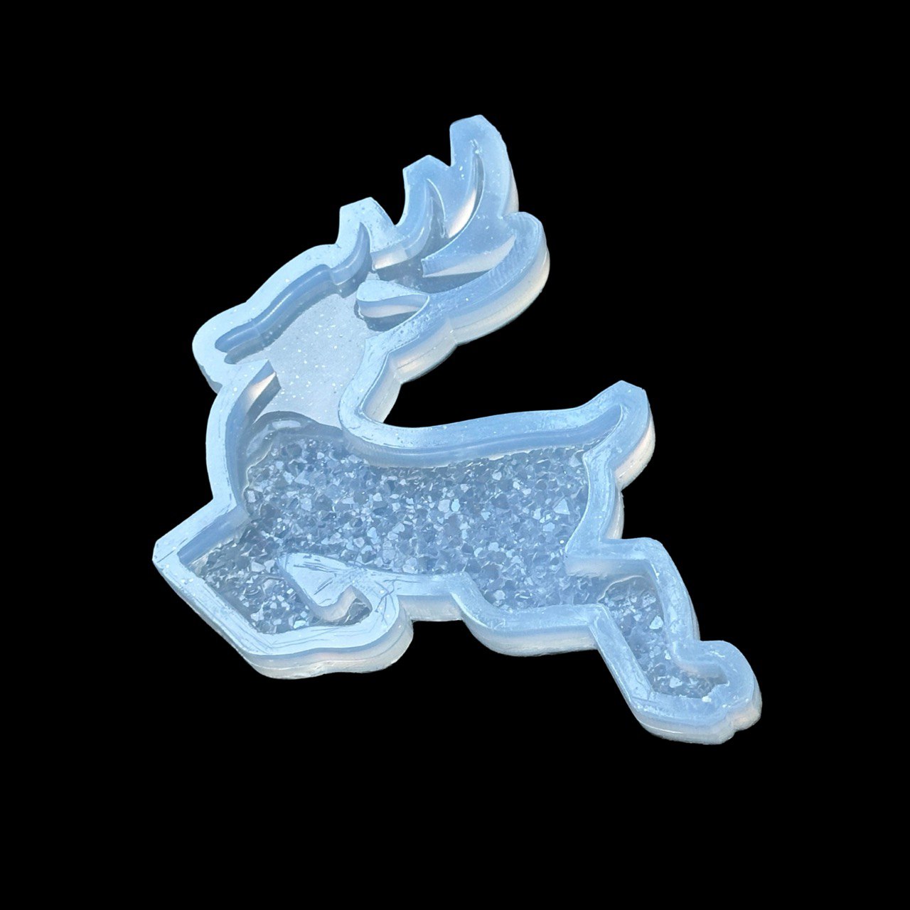 Christmas Deer Druse Silicone Mold with Crystals for DIY Projects