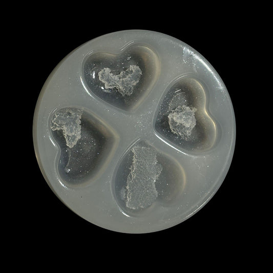Druzy Heart Silicone Mold - 4 Crystal Geode Designs for Resin Jewelry