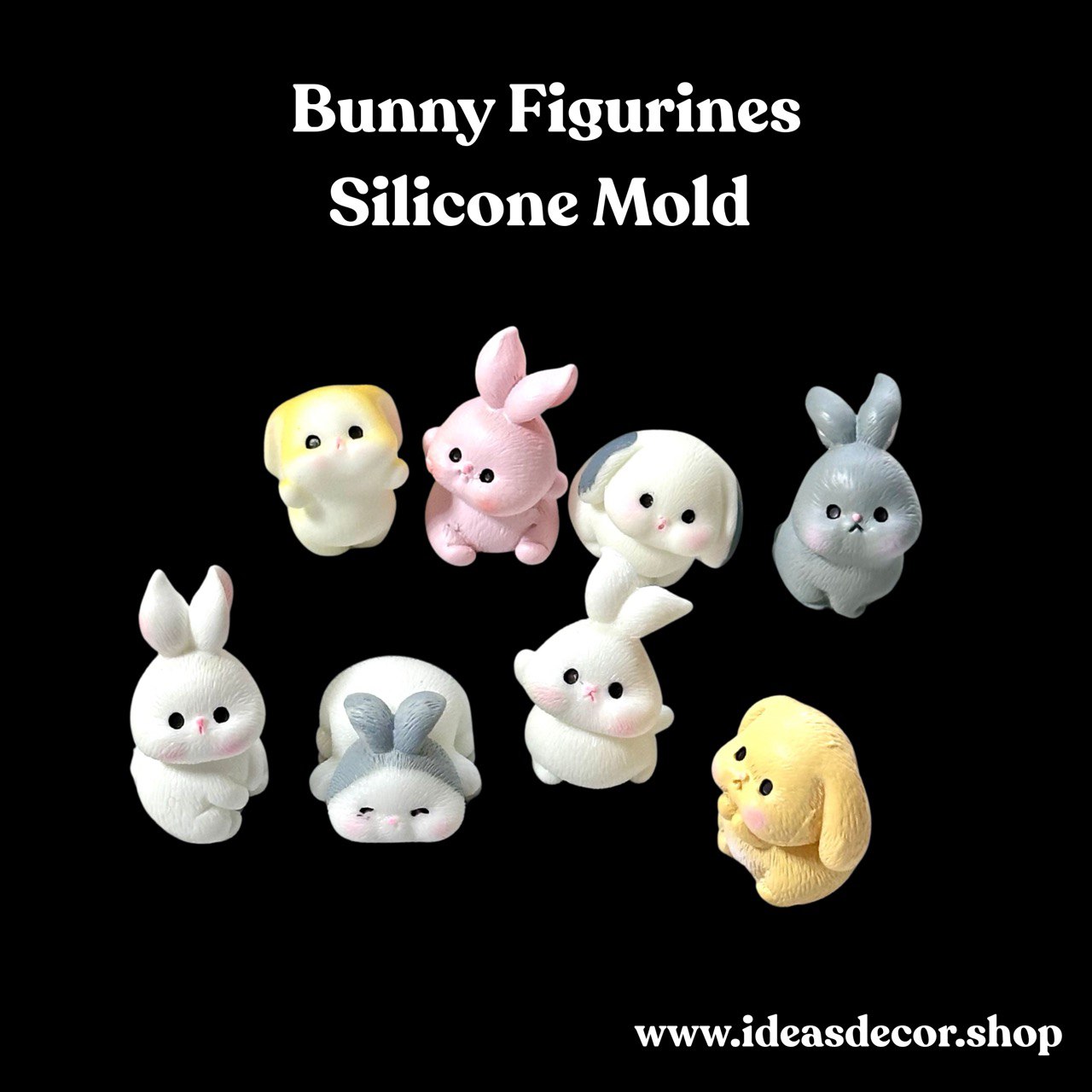 Silicone Mold Bunny Figurines – Mini Rabbit Resin Mold Set of 8