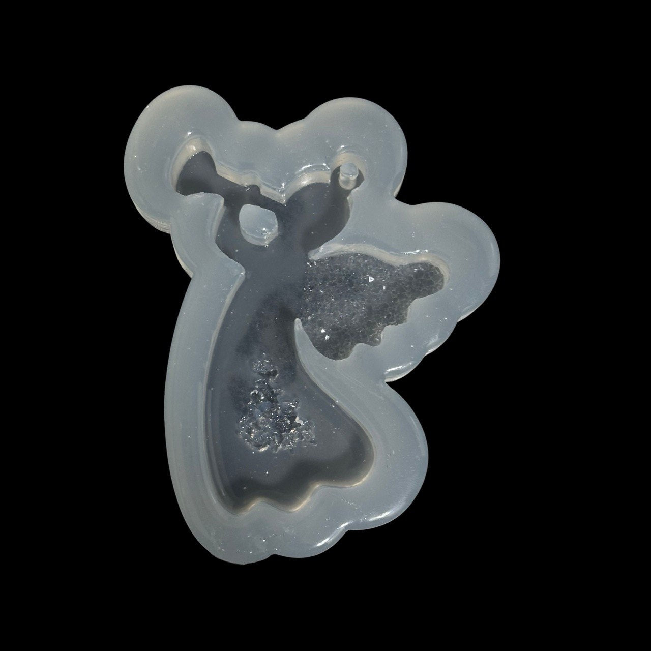 Silicone Angel Mold with Trumpet and Druzy Crystal Wings
