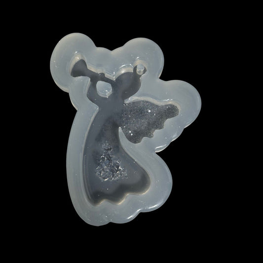 Silicone Angel Mold with Trumpet and Druzy Crystal Wings