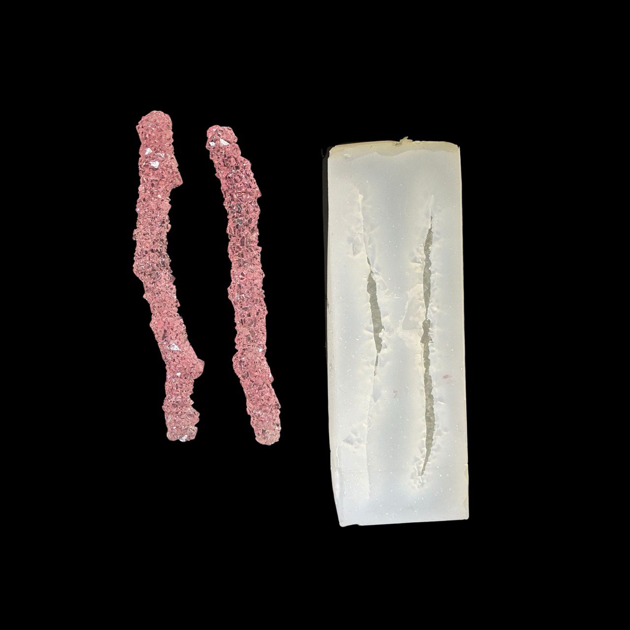Druzy Icicle Silicone Mold – 2 Resin Crystal Sticks for Hanging Decor