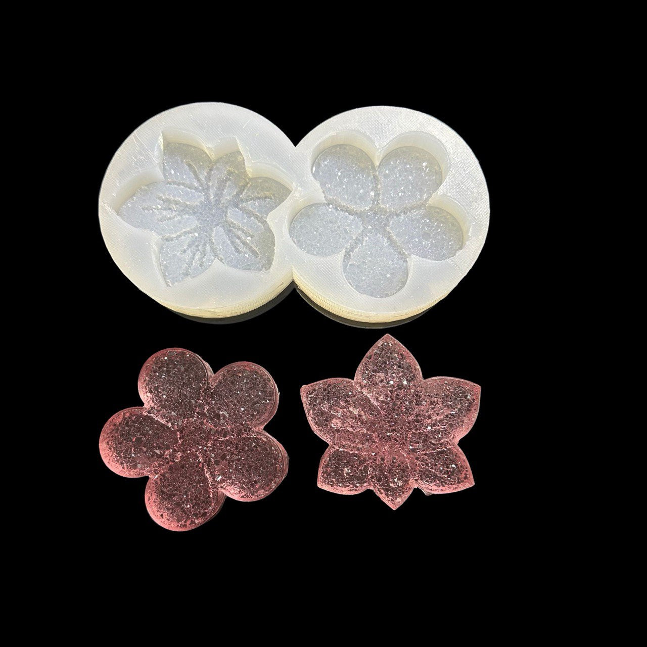 Druzy Orchid and Daisy Silicone Mold – 2 Resin Flowers