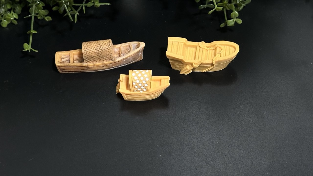 Mini Wooden Fishing Boats Silicone Mold Set