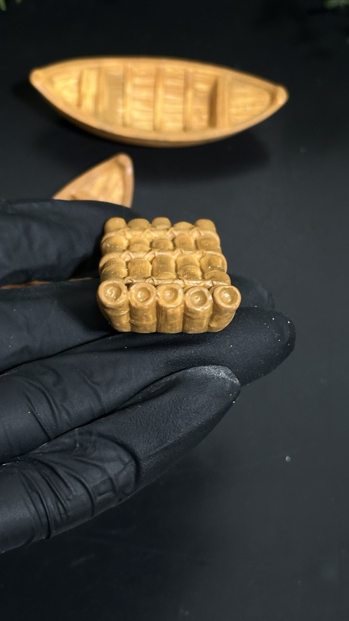 Silicone Mold with Two Wooden Boats and Bamboo Raft