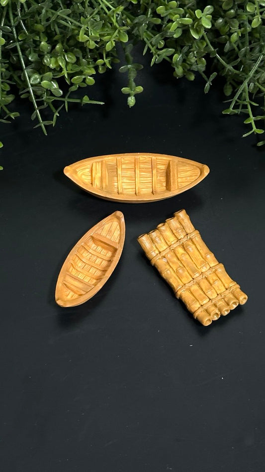 Silicone Mold with Two Wooden Boats and Bamboo Raft