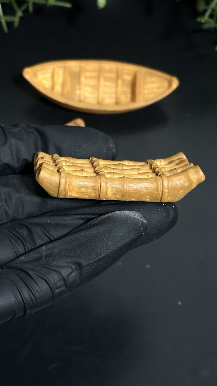 Silicone Mold with Two Wooden Boats and Bamboo Raft