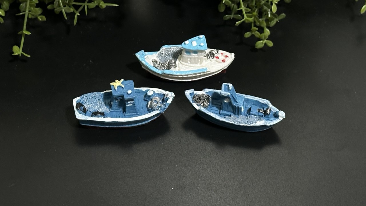 Silicone Mold Mini Fishing Boats Nautical Diorama Set