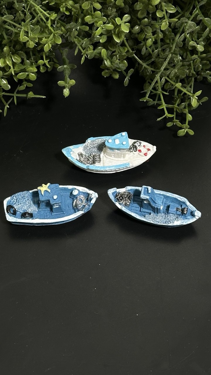 Silicone Mold Mini Fishing Boats Nautical Diorama Set