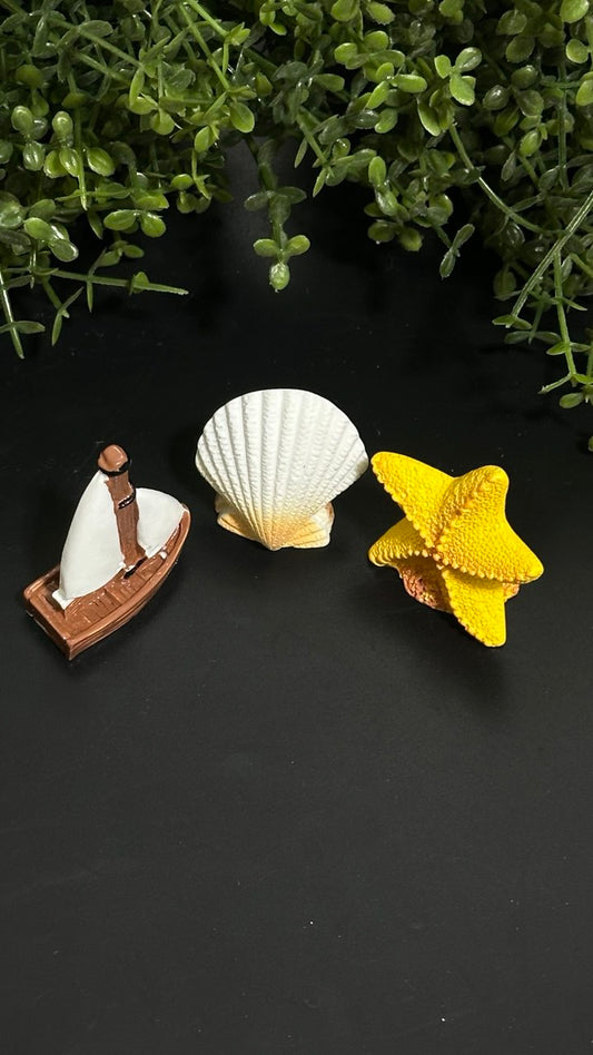 Silicone Mold Sailboat Starfish Seashell Miniature Set