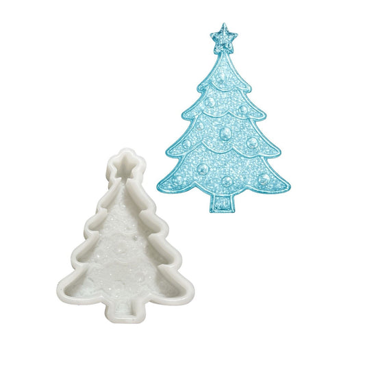Large Christmas Tree Silicone Mold with Crystal Texture