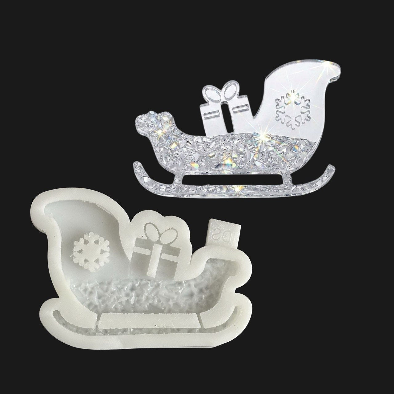 Druzy Christmas Sleigh Ornament Silicone Mold