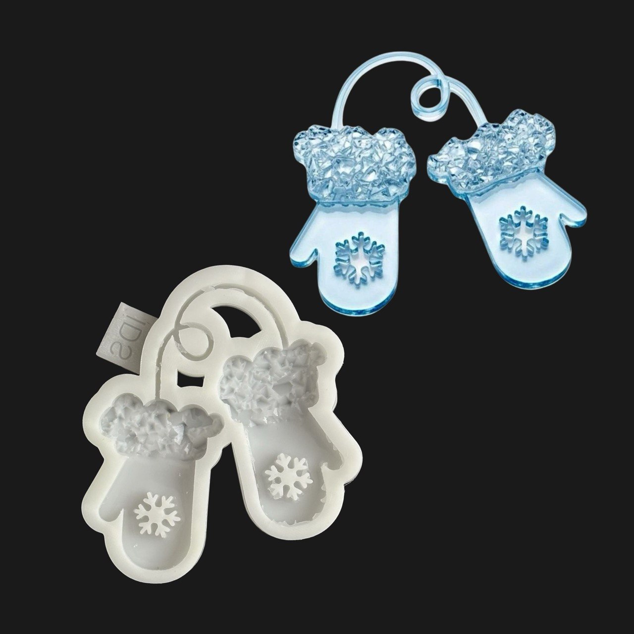 Druzy Mittens Snowflake Ornament Silicone Mold