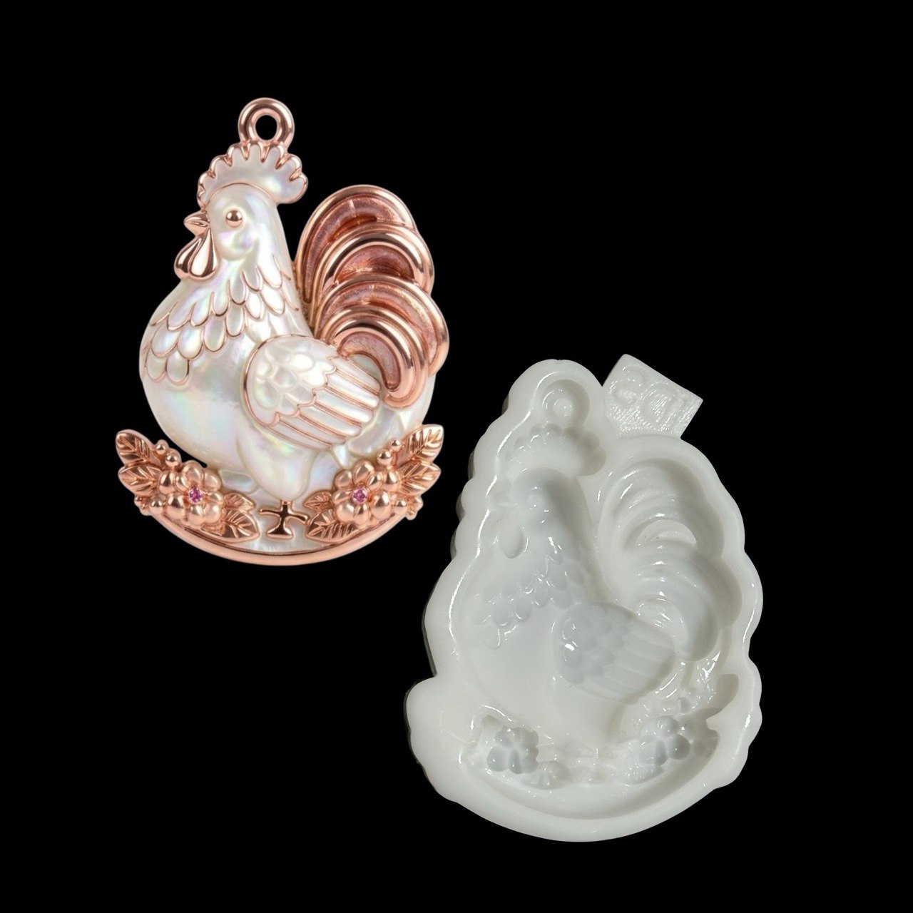 Rooster Pendant Silicone Mold for Resin & Jesmonite Crafts