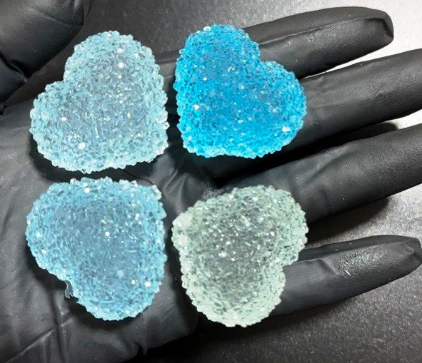 Crystal Druzy Heart Silicone Mold, 4-Cavity Geode Resin Casting (3.3cm)