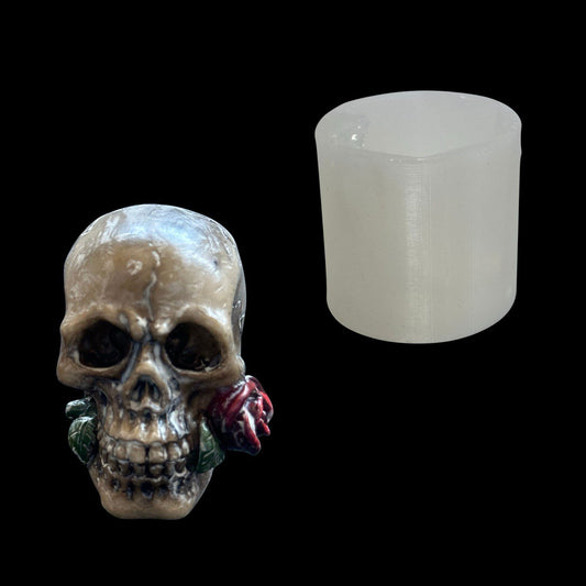 Realistic Skull with Rose Silicone Mold - Ideas Decor Shop