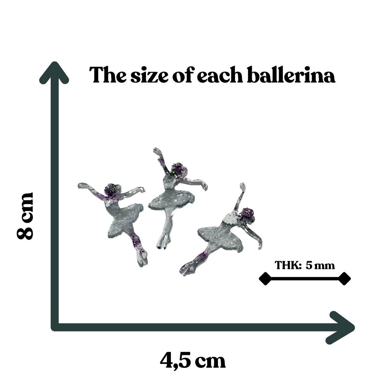 Set of 3 Druzy Ballerina Ornament Molds with Crystal Embellishments - Ideas Decor Shop