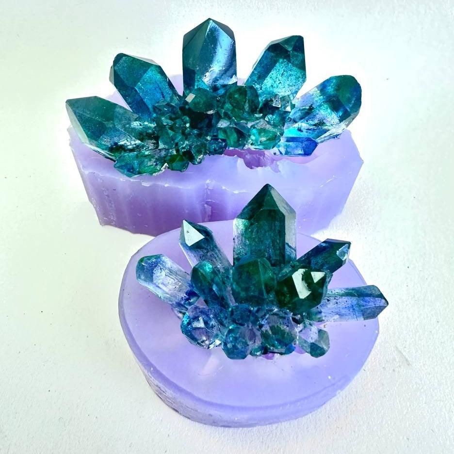 Shiny Crystal Cluster Resin Mould with Druzy Texture - Set of 2 - Ideas Decor Shop