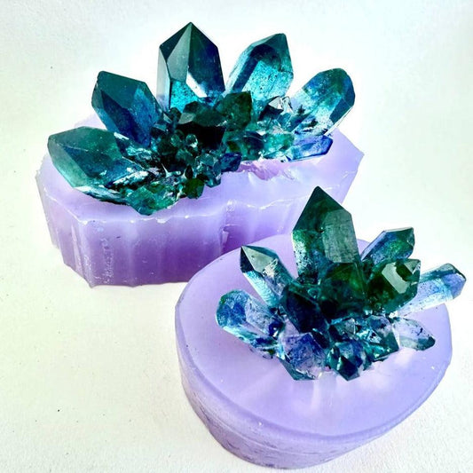 Shiny Crystal Cluster Resin Mould with Druzy Texture - Set of 2 - Ideas Decor Shop