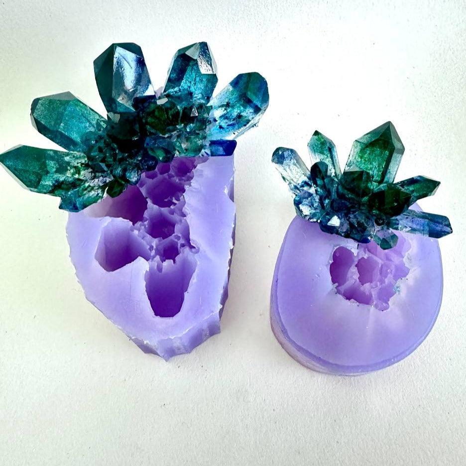 Shiny Crystal Cluster Resin Mould with Druzy Texture - Set of 2 - Ideas Decor Shop
