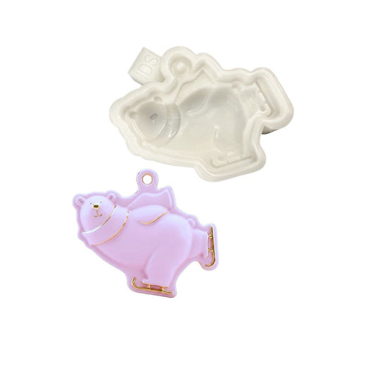 Silicone Mold Ice Skating Bear Christmas Ornament - Ideas Decor Shop