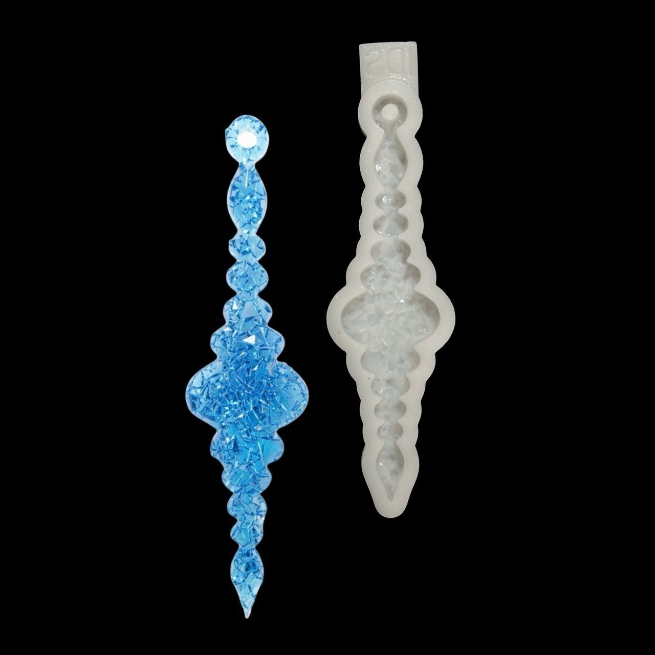 Silicone Mold Icicle Ornament Crystalline Druzy Texture 14cm - Ideas Decor Shop