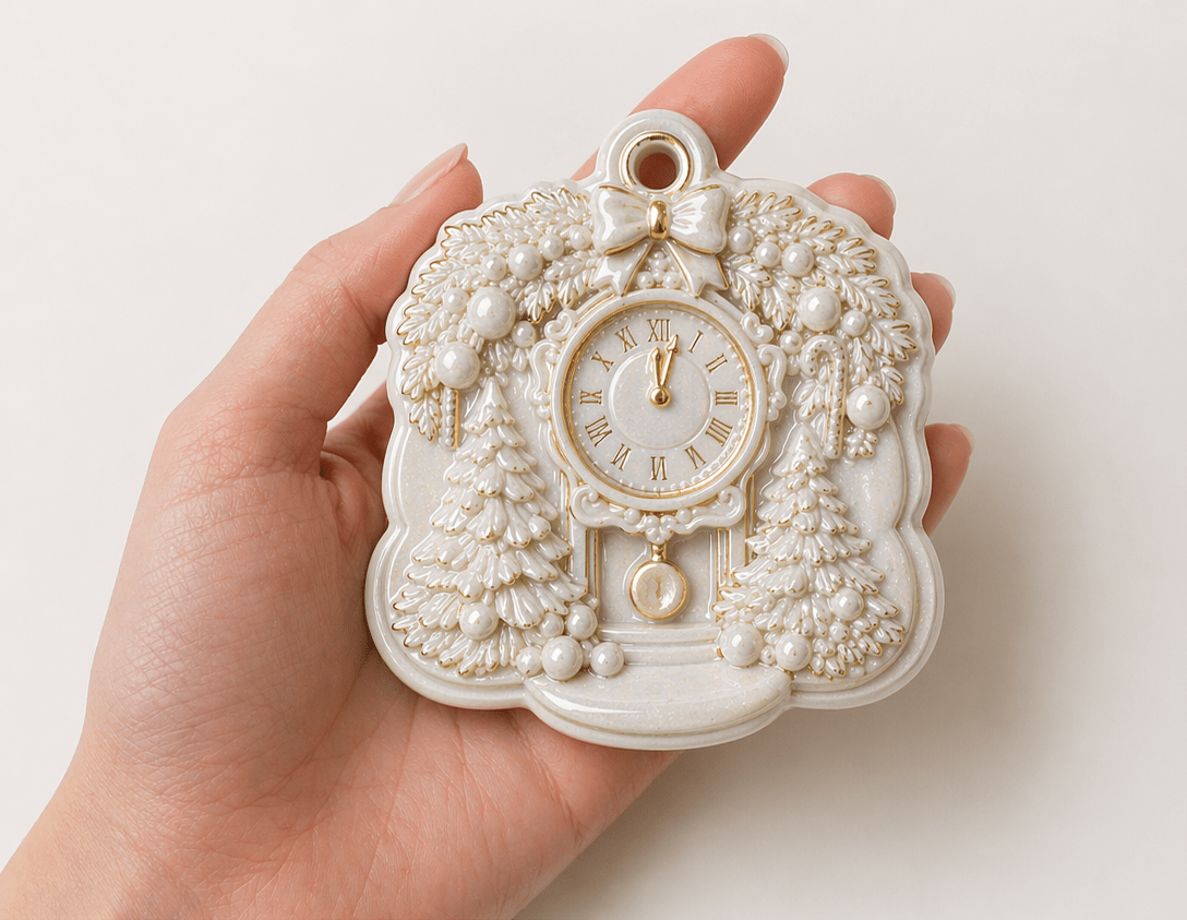 Vintage Clock Christmas Ornament Silicone Mold - Ideas Decor Shop